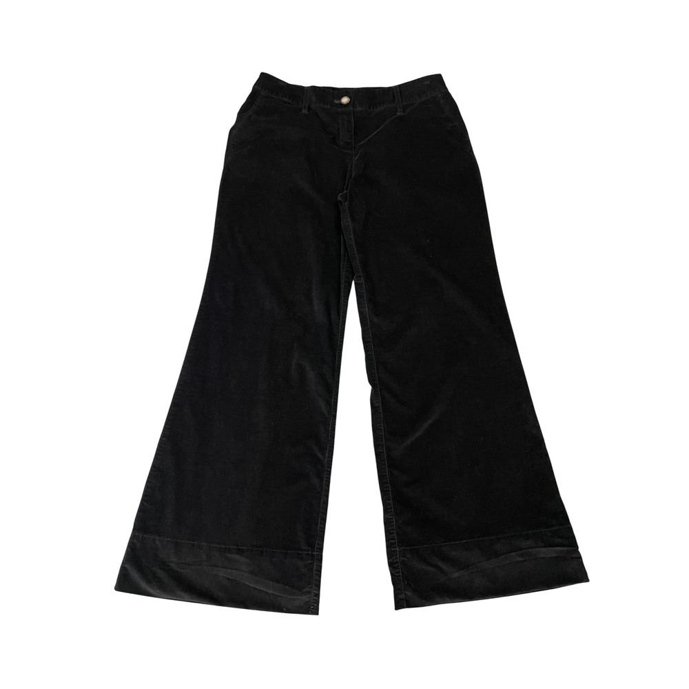 Y2K J. Jill Black Corduroy Wide Leg Stretch Trousers Pants 14 Mid Rise